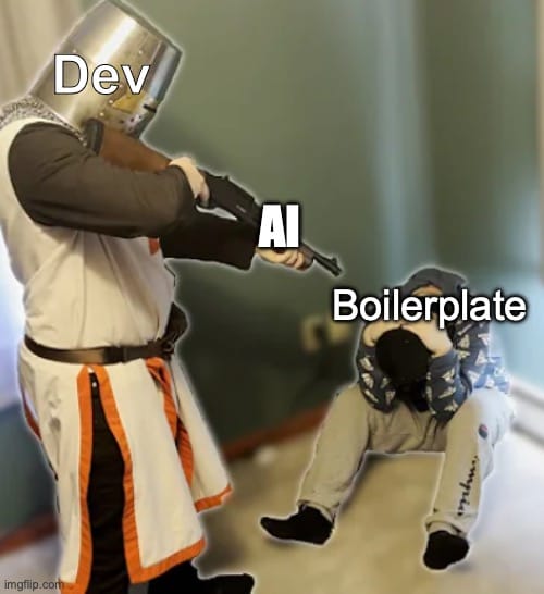 Developer firing gun on boilerplate